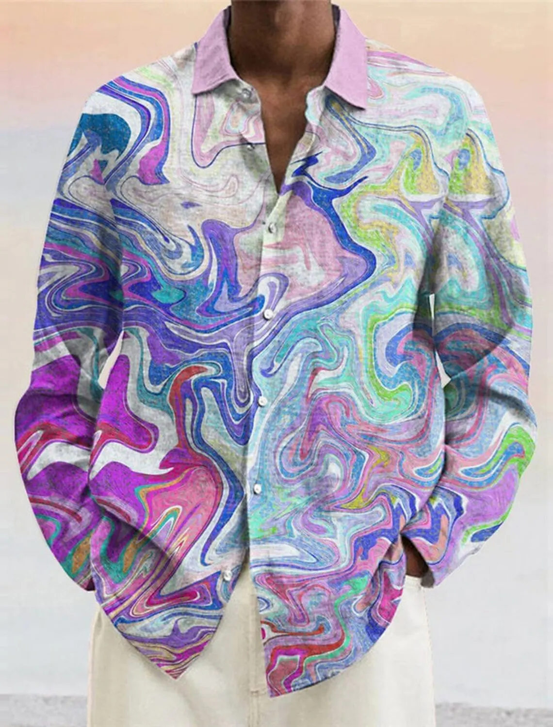 Marble gradient casual men's shirt outdoor street casual daily autumn and winter lapel long sleeved pink shirt
Marble gradient casual men's shirt outdoor street casual daily autumn and winter lapel long sleeved pink shirt