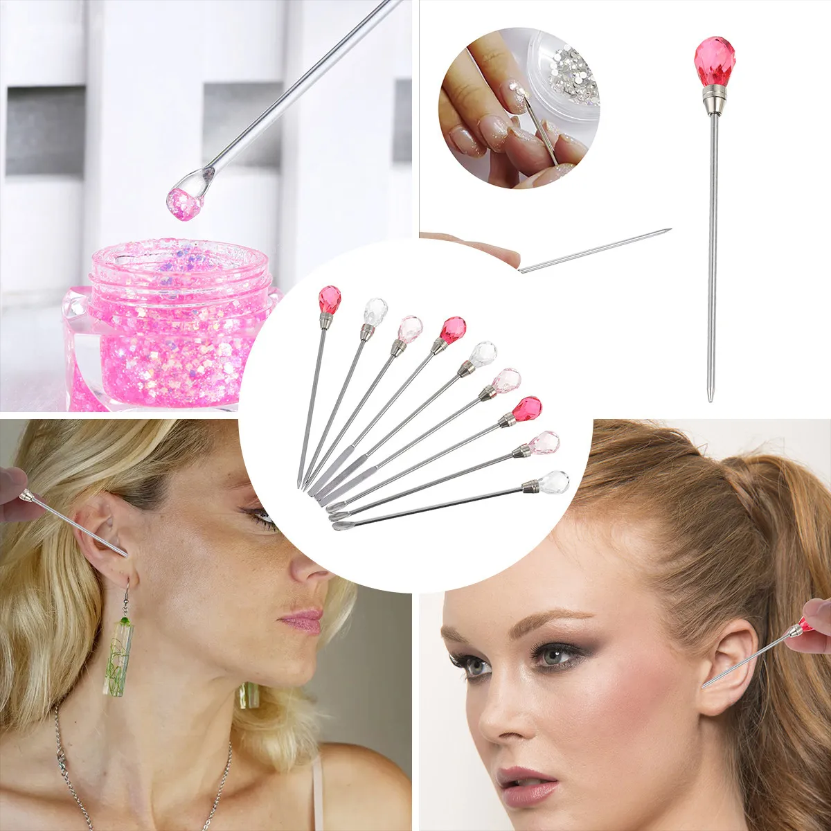 9Pcs Nail Art Stirring Rod Set 3 Styles 3 Colors Metal Pigment Mixing Rod for Uv Gel Acrylic Rhinestone Dotting Nail Manicure
9Pcs Nail Art Stirring Rod Set 3 Styles 3 Colors Metal Pigment Mixing Rod for Uv Gel Acrylic Rhinestone Dotting Nail Manicure