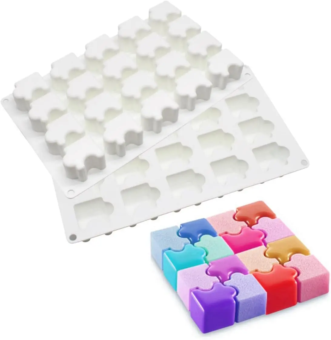 20-hole Puzzle Silicone Chocolate Mold DIY Baking Pudding Mousse Environmental Protection Cake Mold Kitchen Accessories Tools
20-hole Puzzle Silicone Chocolate Mold DIY Baking Pudding Mousse Environmental Protection Cake Mold Kitchen Accessories Tools