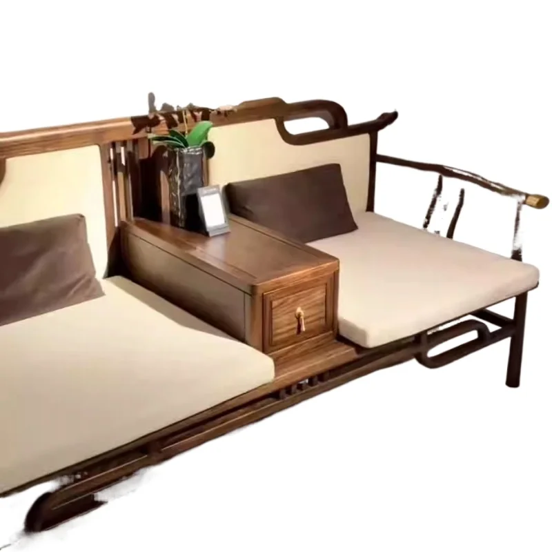 New Chinese ebony sofa model room size apartment official hat Arhat bed sofa villa living room light luxury sofa 
New Chinese ebony sofa model room size apartment official hat Arhat bed sofa villa living room light luxury sofa