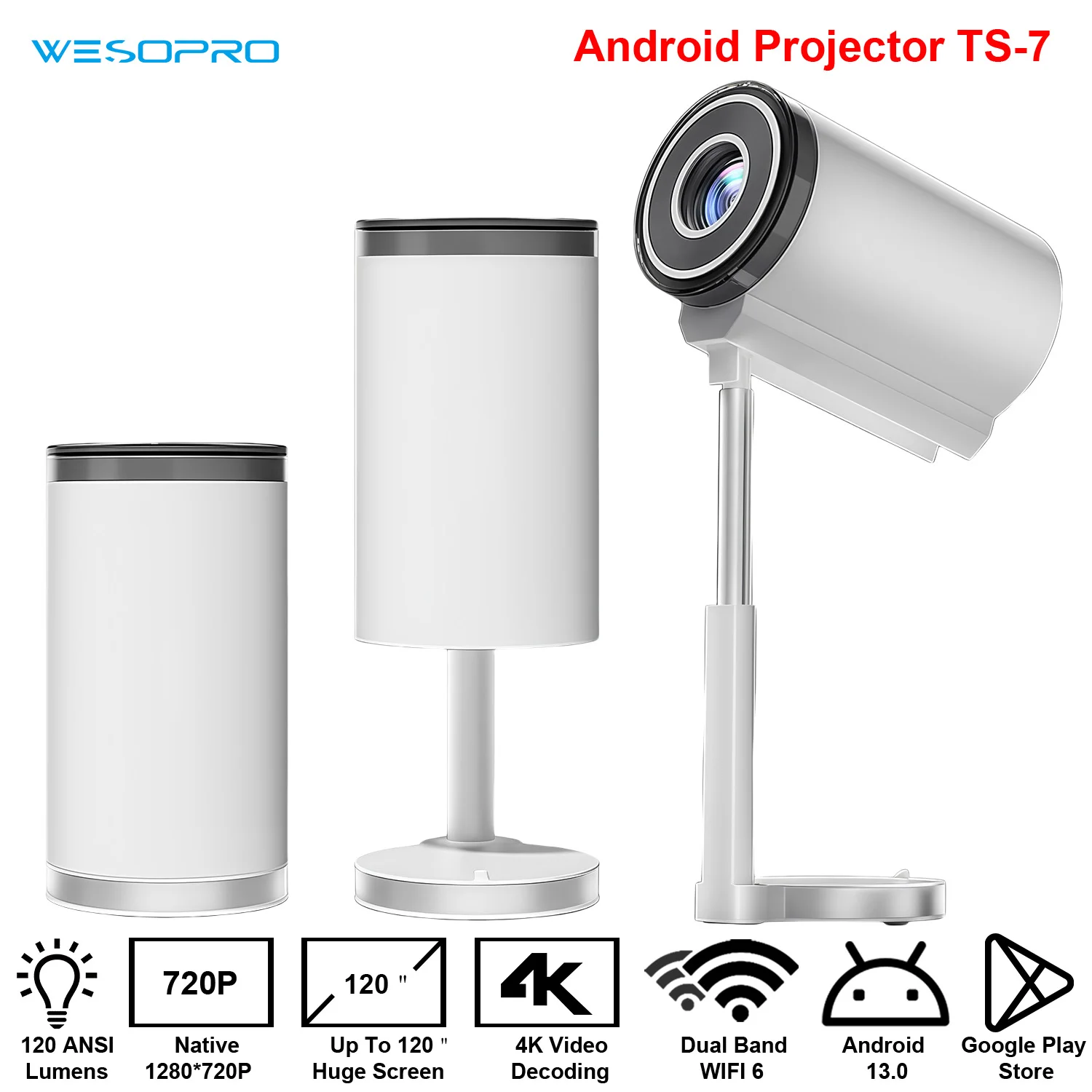 WESOPRO Smart Mini Hidden lifting Gimbal Projector 4K Portable with Wifi 6 Bluetooth 5.0 Android 13 Auto Keystone Home Theater
WESOPRO Smart Mini Hidden lifting Gimbal Projector 4K Portable with Wifi 6 Bluetooth 5.0 Android 13 Auto Keystone Home Theater