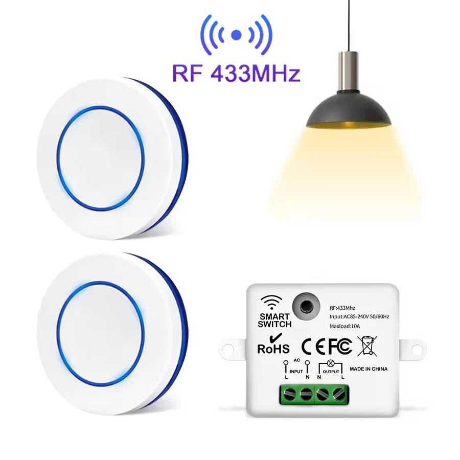 Wireless RF 433MHz Light Switch Remote Control Interruptor Wall Smart Switch 110V 220V Relay Receiver Transmitter For Lamp LED