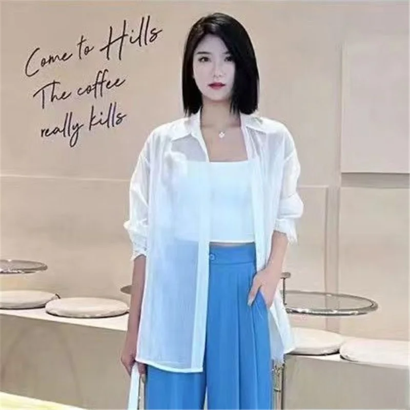 Летняя женская тонкая свободная модная блузка-топ с длинным рукавом и воротником, однотонная, в стиле Snowflake Pearl
Летняя женская тонкая свободная модная блузка-топ с длинным рукавом и воротником, однотонная, в стиле Snowflake Pearl