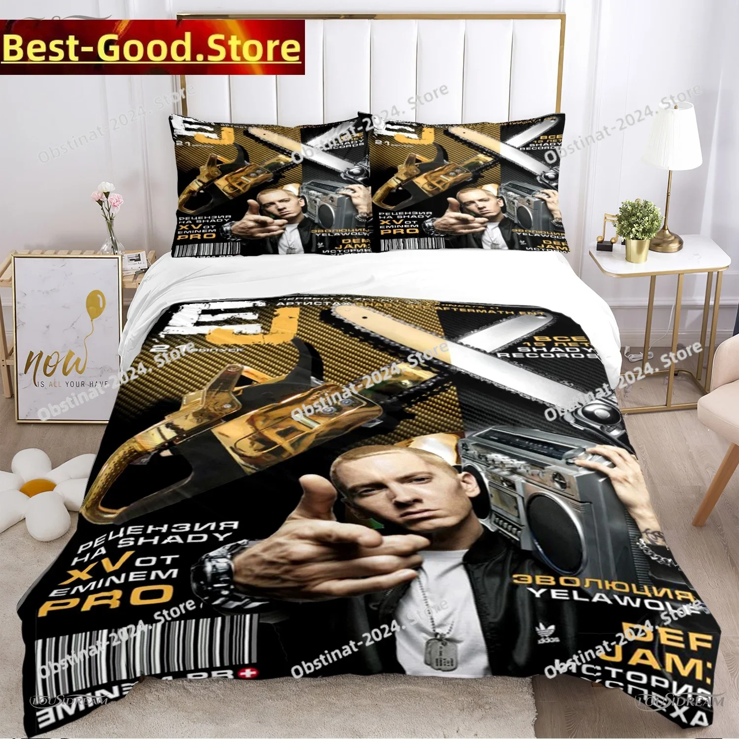 Eminem hip-hop singer All Season Bedding Set Duvet Cover Full Queen King Size Pillowcase Bed Printed Bed Set Aldult Kid Bedroom
Eminem hip-hop singer All Season Bedding Set Duvet Cover Full Queen King Size Pillowcase Bed Printed Bed Set Aldult Kid Bedroom