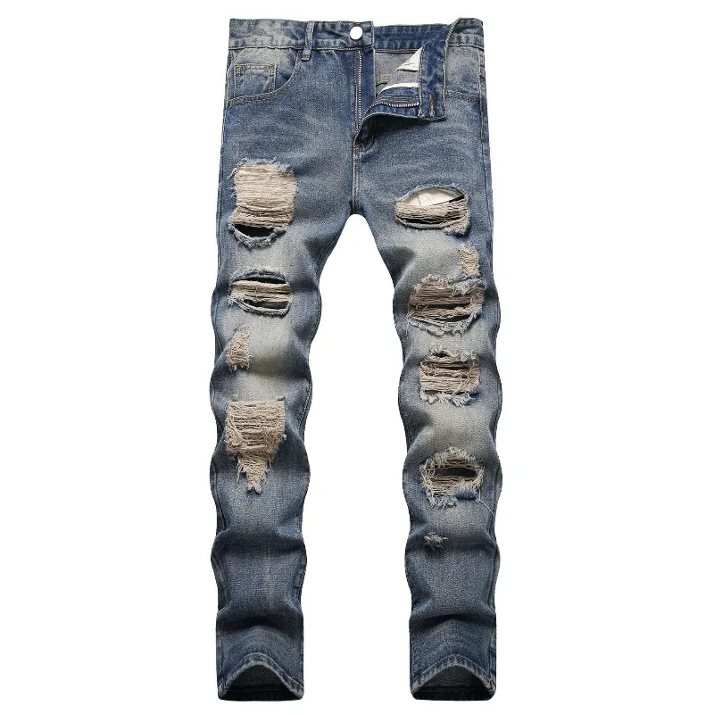 KEXU Men Non-Stretch Slim Straight Ripped Jeans Trendy Brand Fashion Distressed Long Denim Streetwear Pants
KEXU Men Non-Stretch Slim Straight Ripped Jeans Trendy Brand Fashion Distressed Long Denim Streetwear Pants
