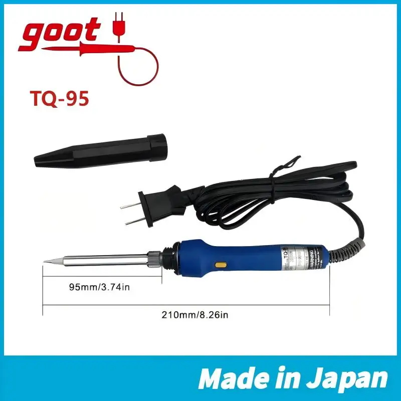Паяльник GOOT TQ-95 японского производства 220-240 В, быстрый нагрев, 20-200 Вт, регулируемая мощность для ремонта электроники, сварки
Паяльник GOOT TQ-95 японского производства 220-240 В, быстрый нагрев, 20-200 Вт, регулируемая мощность для ремонта электроники, сварки