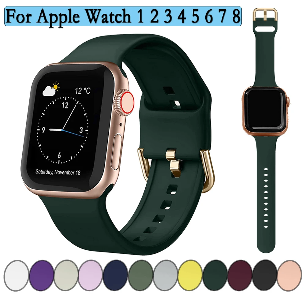 Soft Silicone Wrist Strap For Apple Watch 38/40/41/42/44/45/49mm Watchband For Apple Watch Series 1 2 3 4 5 6 7 8 Correa
Soft Silicone Wrist Strap For Apple Watch 38/40/41/42/44/45/49mm Watchband For Apple Watch Series 1 2 3 4 5 6 7 8 Correa