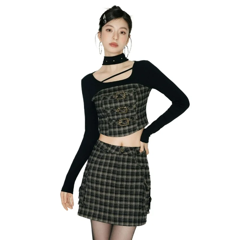 2026 Autumn New Fashion American Retro Style Patterned Patchwork Fake Two-piece T-shirt Hip-hugging Short Skirt Hot Girl Set
2026 Autumn New Fashion American Retro Style Patterned Patchwork Fake Two-piece T-shirt Hip-hugging Short Skirt Hot Girl Set