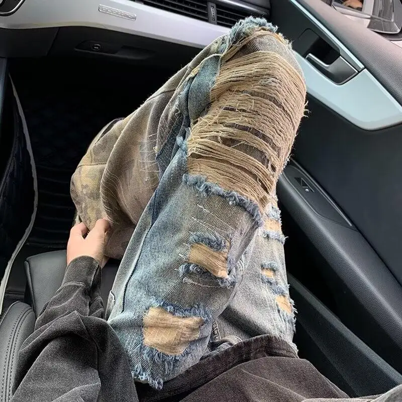 American Style Patchwork Camouflage Micro Flared Denim Jeans Men's High Street Design Sense Hole Beggar Wide Leg Jeans
American Style Patchwork Camouflage Micro Flared Denim Jeans Men's High Street Design Sense Hole Beggar Wide Leg Jeans