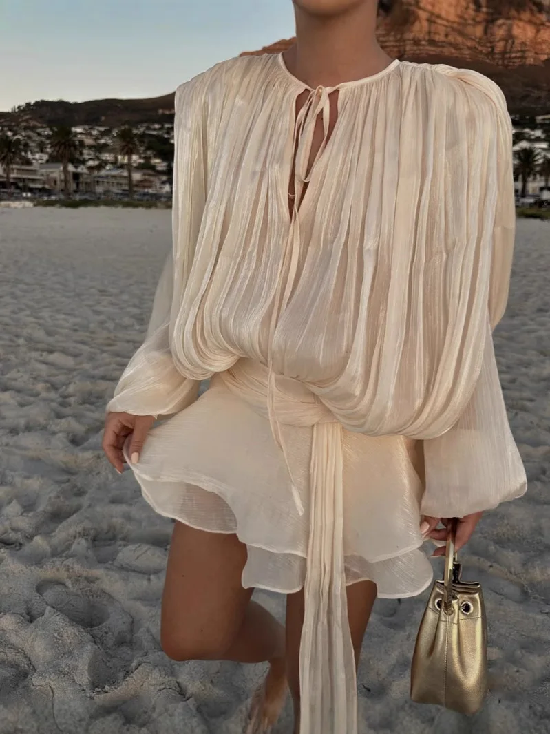 Women Summer Designer Luxury Dress See Through Sleeve Pleated Mini Comfortable High Street Holiday Dress Going Out Beach Wear
Women Summer Designer Luxury Dress See Through Sleeve Pleated Mini Comfortable High Street Holiday Dress Going Out Beach Wear