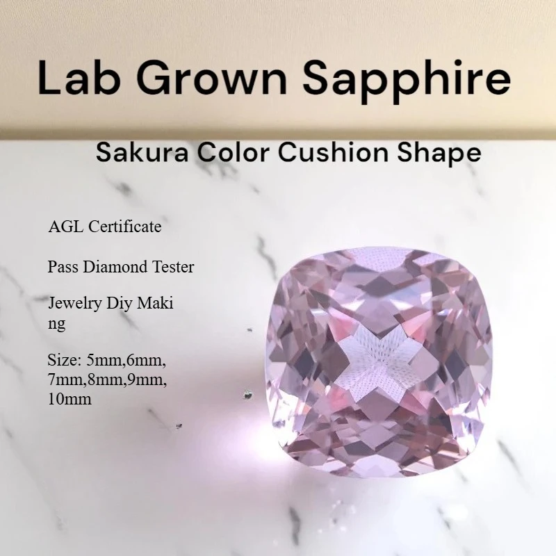 Lab Grown Sapphire Cushion Shape Sakura Color for Charms jewelry making DIY Ring Necklace Earrings Main Materials Certificate
Lab Grown Sapphire Cushion Shape Sakura Color for Charms jewelry making DIY Ring Necklace Earrings Main Materials Certificate