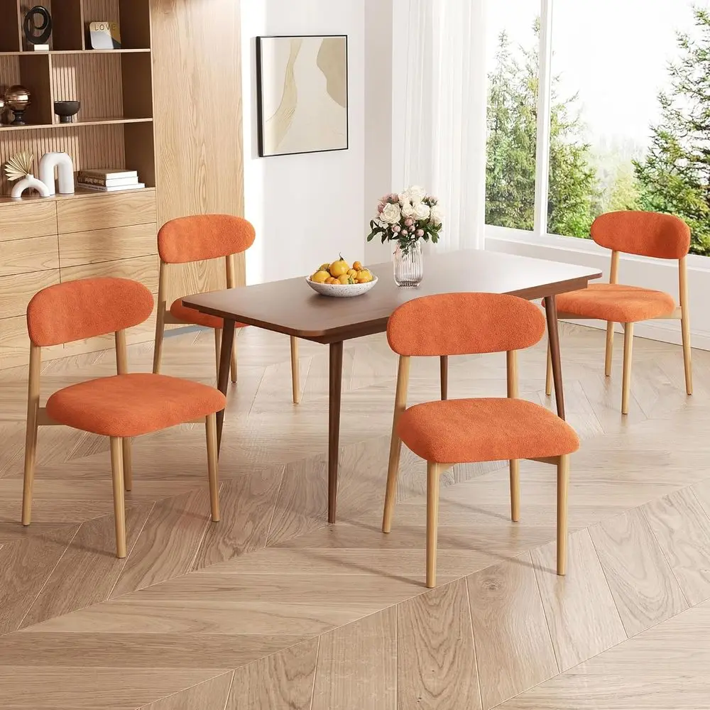 Set of 4 Curved Back Fabric Upholstered Dining Chairs with Adjustable Legs for Kitchen and Living Room, Orange
Set of 4 Curved Back Fabric Upholstered Dining Chairs with Adjustable Legs for Kitchen and Living Room, Orange