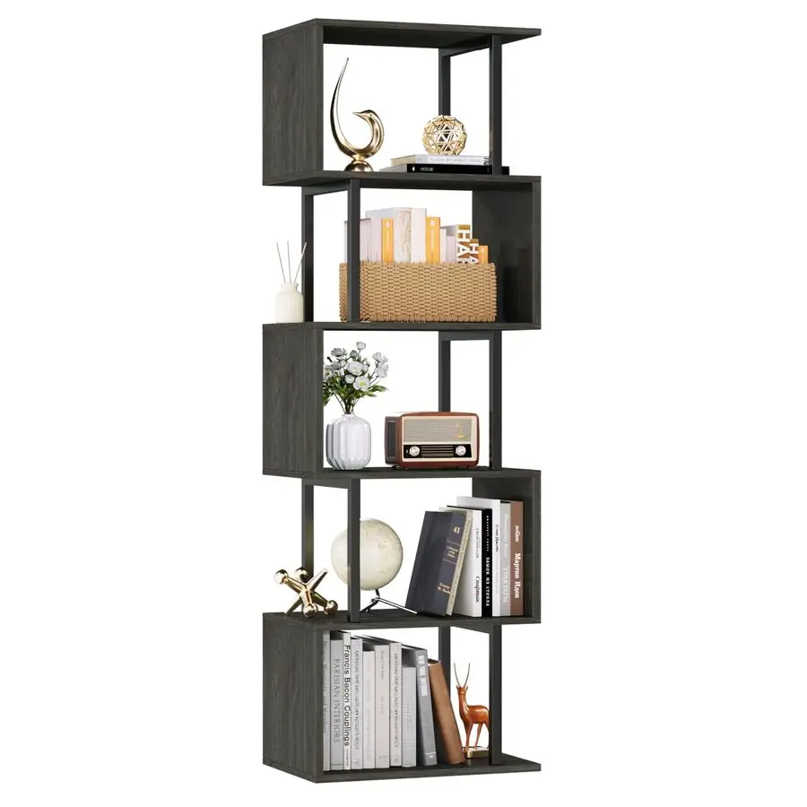 6 Tier Bookshelf Tall Geometric Bookcase, S Shaped Industrial Display Standing Shelf, Metal and Wood Decorative Storage Room Div
6 Tier Bookshelf Tall Geometric Bookcase, S Shaped Industrial Display Standing Shelf, Metal and Wood Decorative Storage Room Div