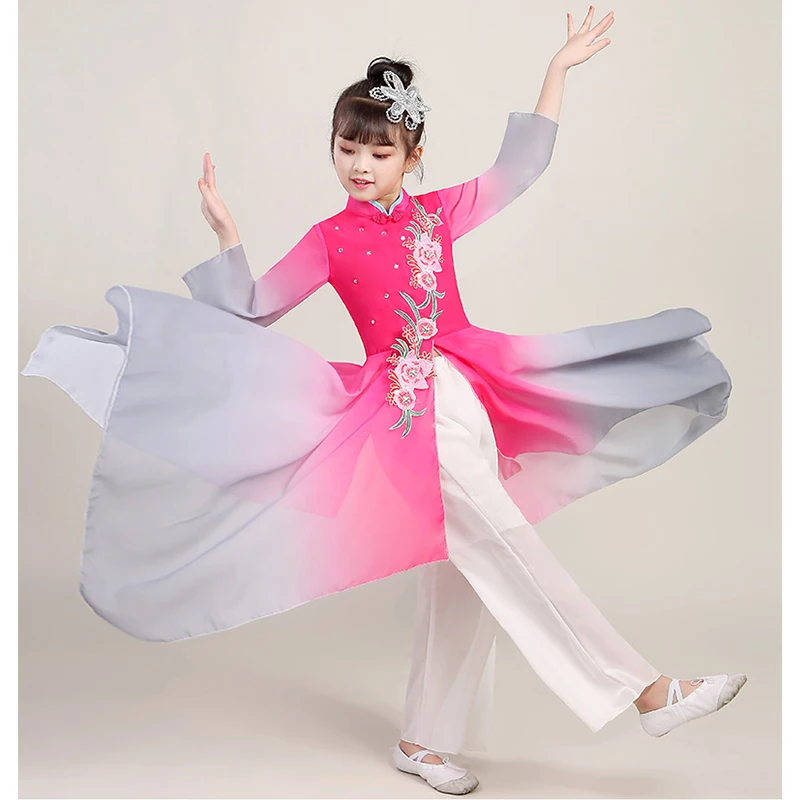 Детский костюм для народного танца, комплект из 2 предметов, блузка с длинными рукавами, белые штаны, юбка для классического танца для девочек, розовая ханьфу
Детский костюм для народного танца, комплект из 2 предметов, блузка с длинными рукавами, белые штаны, юбка для классического танца для девочек, розовая ханьфу