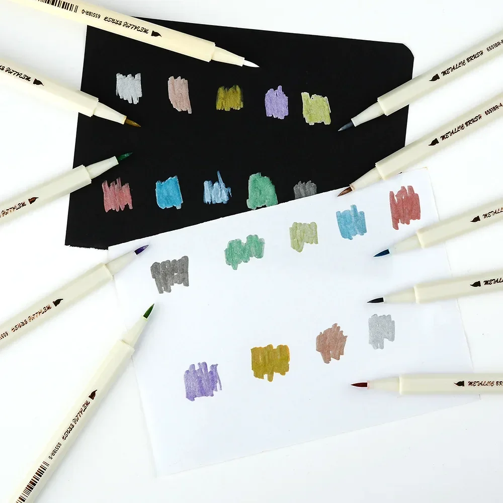 10pcs Metal Paint Pens Colorful Marker Set Soft Brush Head Pearlescent Watercolor Pen
10pcs Metal Paint Pens Colorful Marker Set Soft Brush Head Pearlescent Watercolor Pen