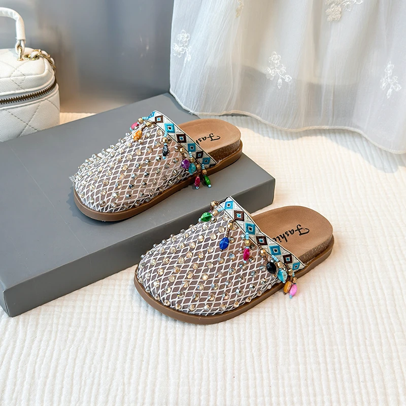 Girls New Full Diamond Slippers Ethnic Style Summer Fishing Net with Tassels Slippers Comfortable Thick Bottom Children's Shoes
Girls New Full Diamond Slippers Ethnic Style Summer Fishing Net with Tassels Slippers Comfortable Thick Bottom Children's Shoes