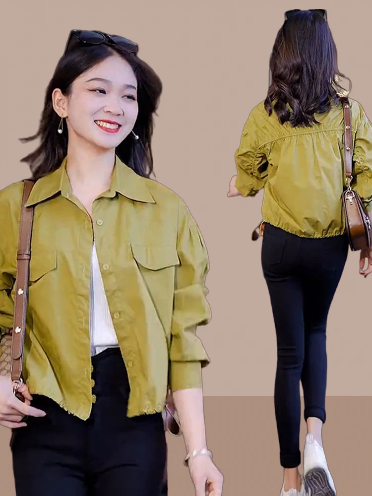 Fashionable Casual Women's Loose Fit Shirt Design Spring Autumn Short Outerwear Korean Style Long Sleeve Collar Cardigan
Fashionable Casual Women's Loose Fit Shirt Design Spring Autumn Short Outerwear Korean Style Long Sleeve Collar Cardigan