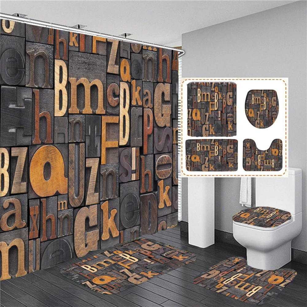 3D Three-dimensional Retro Nostalgic Print Shower Curtain letter style Bathroom Curtains Home Decor Non-Slip Rugs Bath Mat Set
3D Three-dimensional Retro Nostalgic Print Shower Curtain letter style Bathroom Curtains Home Decor Non-Slip Rugs Bath Mat Set