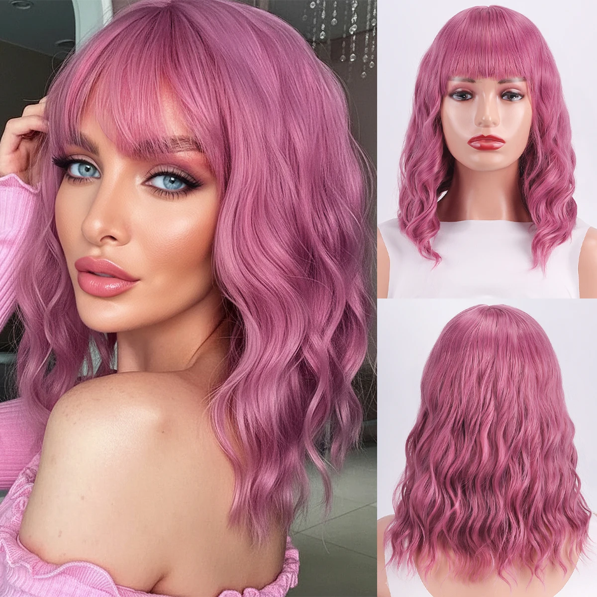 Women's high-temperature silk wig set, European and American synthetic fiber colored bangs synthetic fiber wig
Women's high-temperature silk wig set, European and American synthetic fiber colored bangs synthetic fiber wig