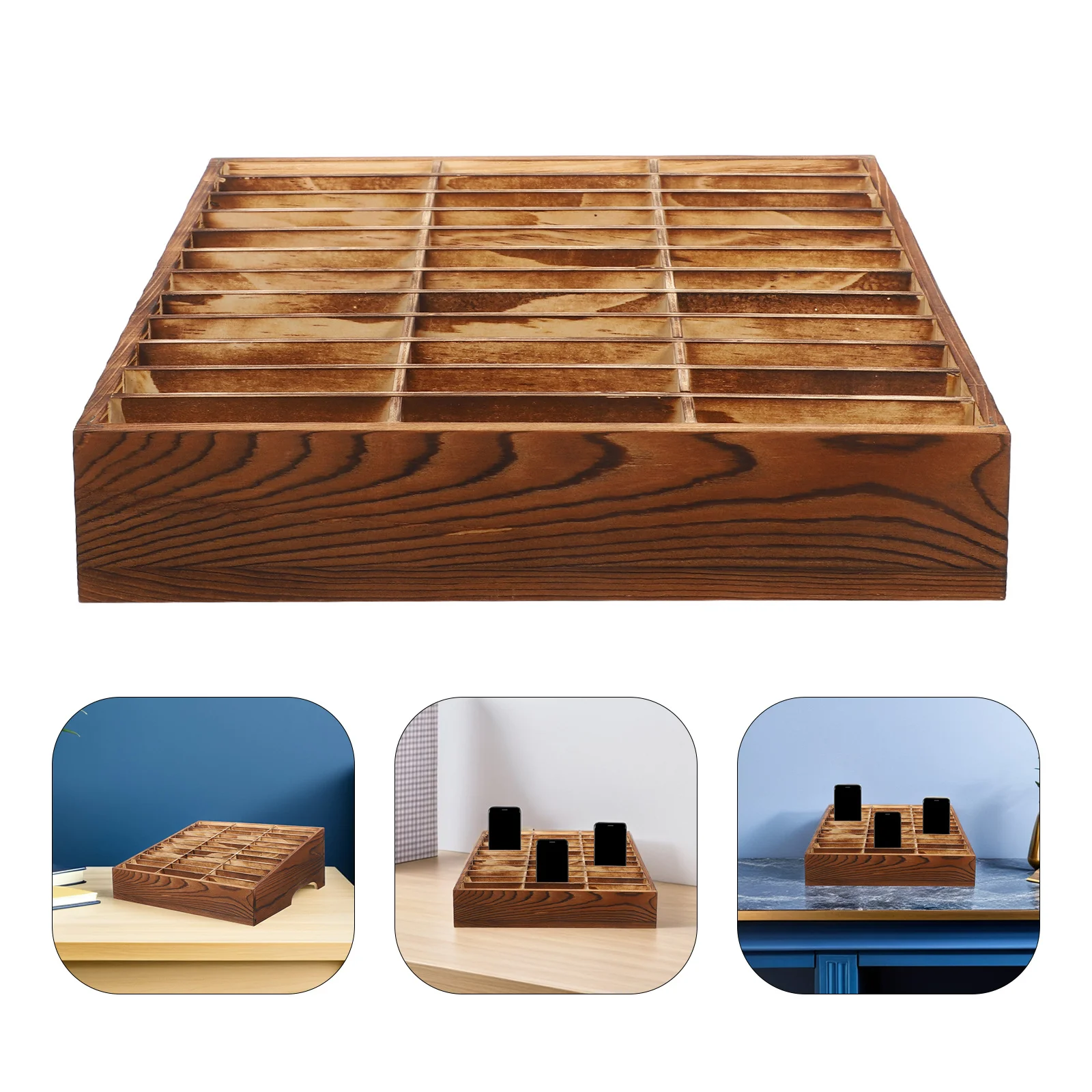 36-Slot Wooden Cell Phone Storage Box Desktop Organizer Station Multi-Device Calculator Holder Classroom Phone Organizer 
36-Slot Wooden Cell Phone Storage Box Desktop Organizer Station Multi-Device Calculator Holder Classroom Phone Organizer
