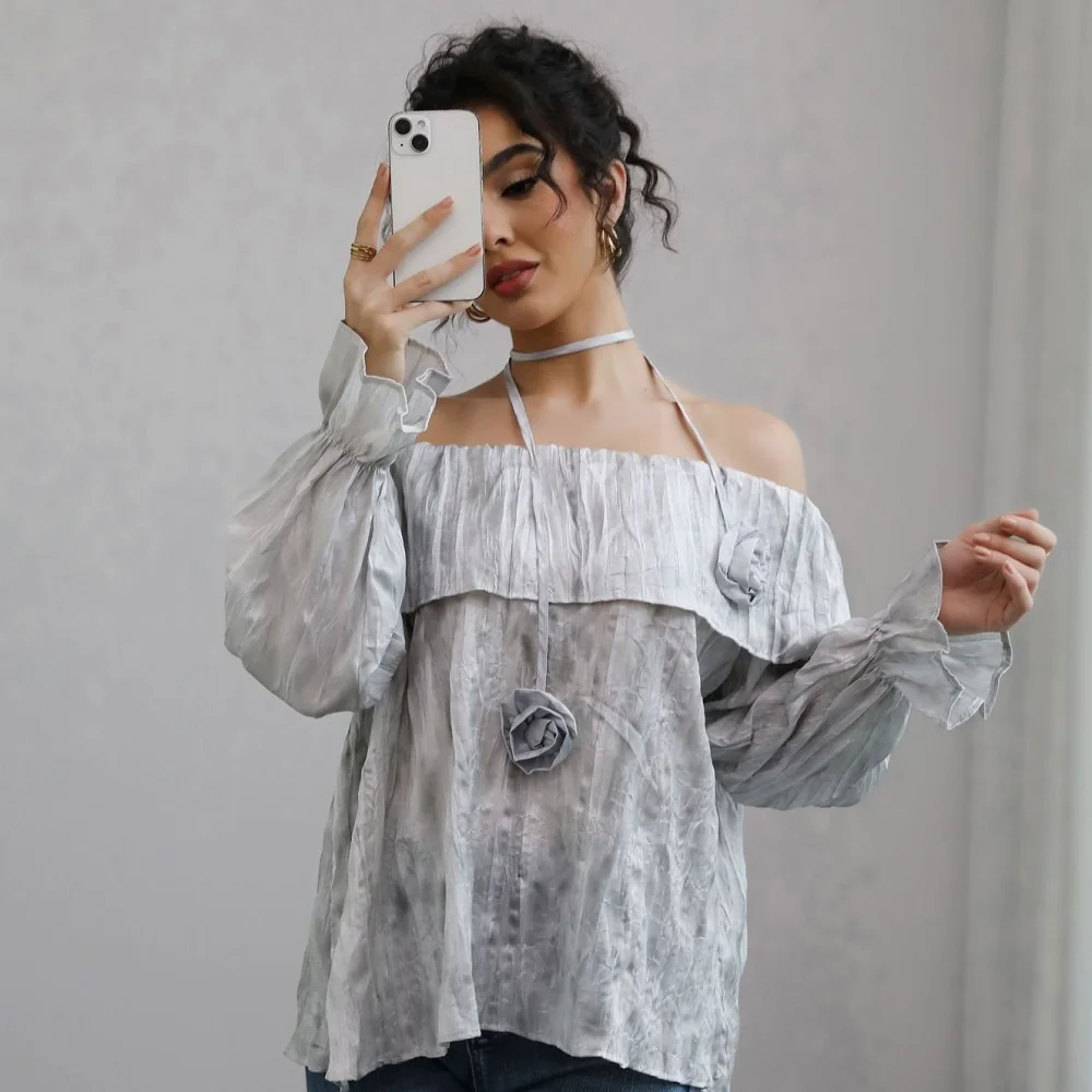 2025 autumn new French style women shirt one-shoulder ruffled long-sleeved shirt loose women shirt top
2025 autumn new French style women shirt one-shoulder ruffled long-sleeved shirt loose women shirt top