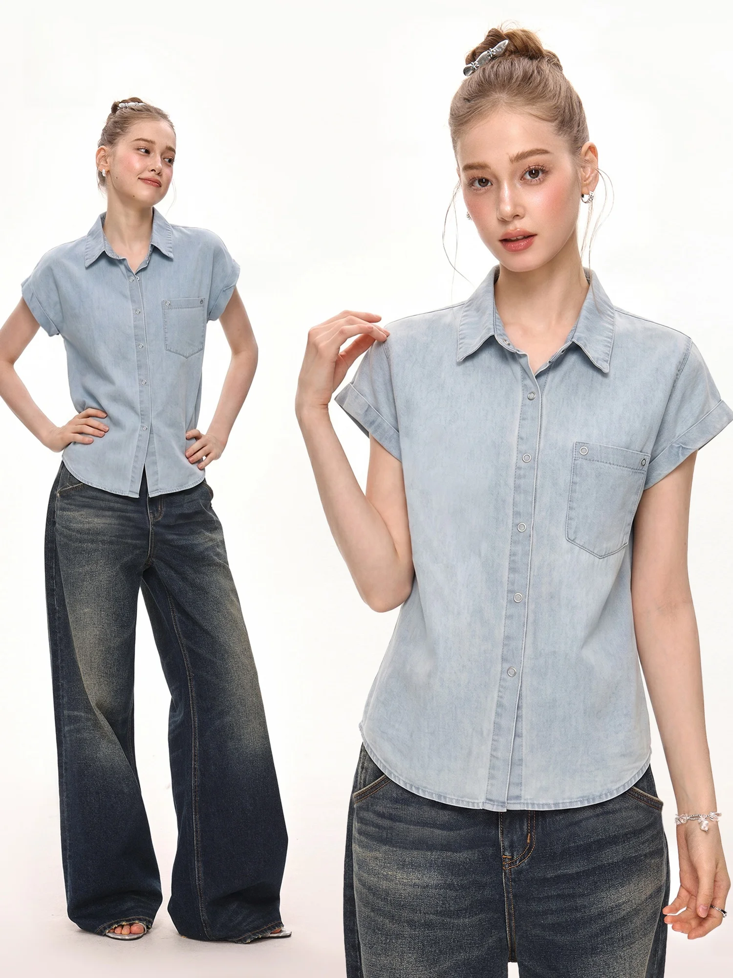 Retro American November Short Sleeve Shirt Women Summer Spicy Loose Collar Button Casual Design Sense Blouse Slimming Effect
Retro American November Short Sleeve Shirt Women Summer Spicy Loose Collar Button Casual Design Sense Blouse Slimming Effect