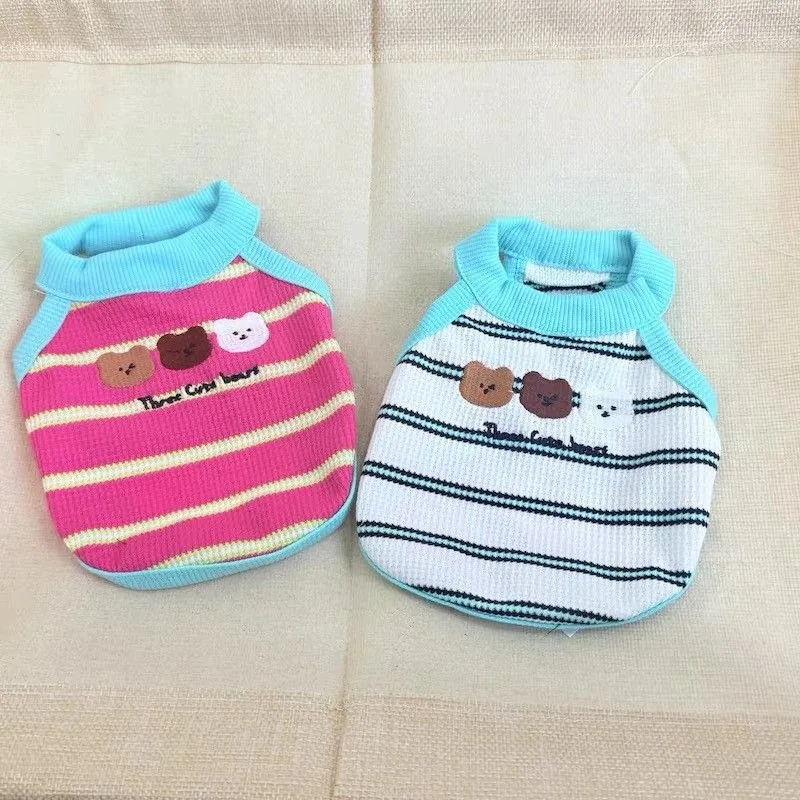 Three Bears Embroidered Dog Clothes Puppy Dog Spring Summer Vest Teddy Breathable Striped T-Shirt Pet Cartoon Sling
Three Bears Embroidered Dog Clothes Puppy Dog Spring Summer Vest Teddy Breathable Striped T-Shirt Pet Cartoon Sling