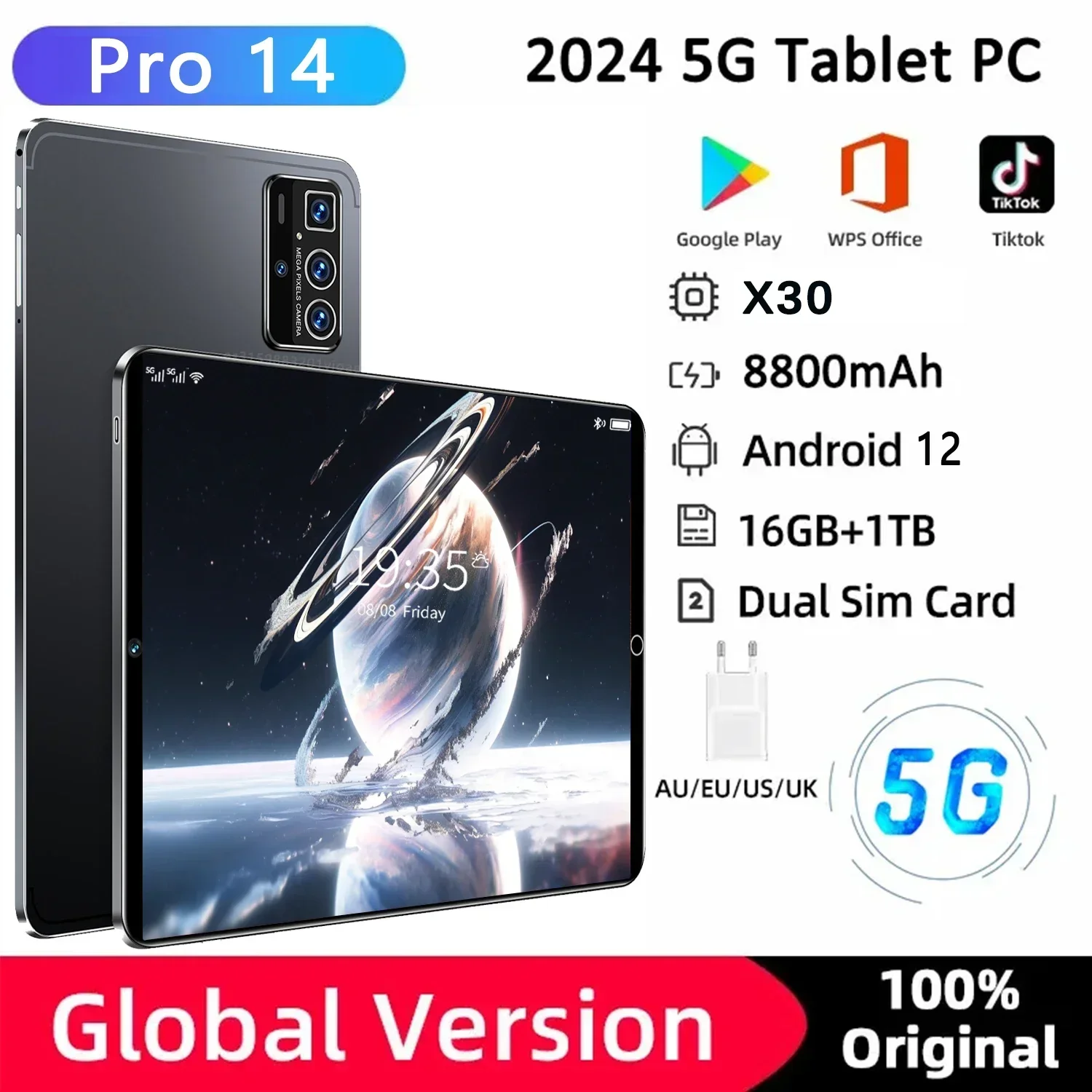 2024 Original Pro 14 Global Version Tablet PC Android 12 8800mAh 16GB 1TB 5G Dual SIM Card Tablet HD Screen WIFI GPS Mi Pad
2024 Original Pro 14 Global Version Tablet PC Android 12 8800mAh 16GB 1TB 5G Dual SIM Card Tablet HD Screen WIFI GPS Mi Pad