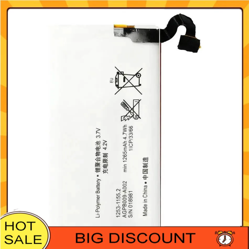 Mobile Phone Battery AGPB009-A002 1265Mah For Sony Xperia Sola MT27 Mt27i Mt27a Pepper
Mobile Phone Battery AGPB009-A002 1265Mah For Sony Xperia Sola MT27 Mt27i Mt27a Pepper