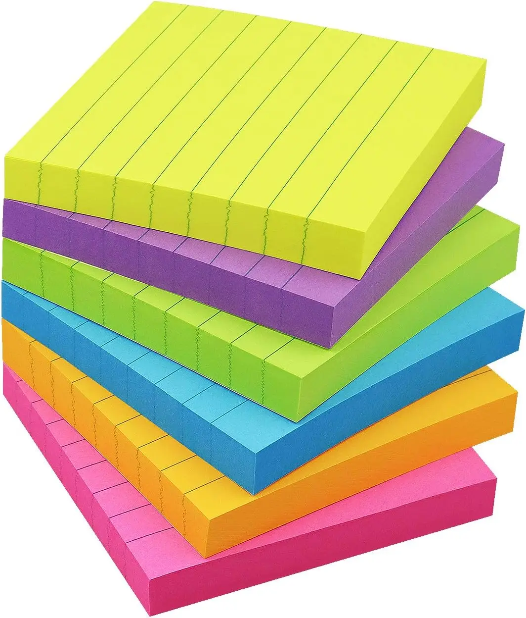 Lined Sticky Notes 3x3, 6 Pads Self-Stick Note Pads with 6 Bright Colors, 100 Sheets per Pad for School Office
Lined Sticky Notes 3x3, 6 Pads Self-Stick Note Pads with 6 Bright Colors, 100 Sheets per Pad for School Office