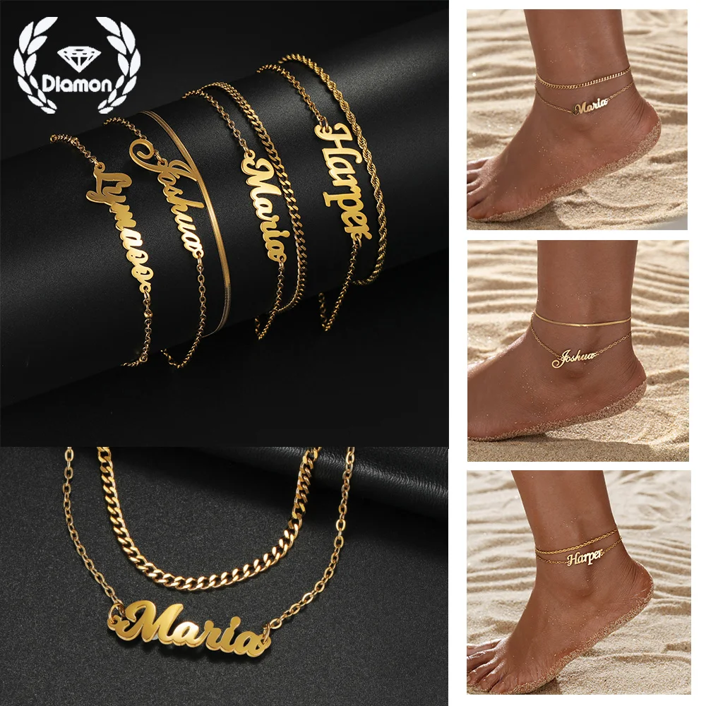 Diamon Personalized Name Double Layer Anklet 18cm Chain Boho Beach Style Stainless Steel Foot Jewelry Gift for Women
Diamon Personalized Name Double Layer Anklet 18cm Chain Boho Beach Style Stainless Steel Foot Jewelry Gift for Women