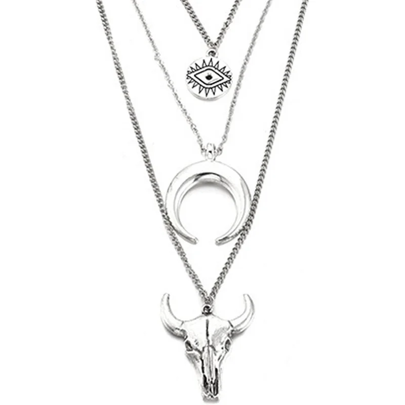 POYAMUSE Stylish Western Cowgirl Three-Layer Necklace with Bull Skull Pendant - Western Outfits Stacked Necklace Accessory for W
POYAMUSE Stylish Western Cowgirl Three-Layer Necklace with Bull Skull Pendant - Western Outfits Stacked Necklace Accessory for W