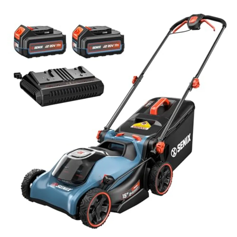 40V 15'' Cordless Lawn Mower for residential use, steel deck, green, lightweight with 1.3 bushels grass bag, 2 4Ah batteries 3.
40V 15'' Cordless Lawn Mower for residential use, steel deck, green, lightweight with 1.3 bushels grass bag, 2 4Ah batteries 3.