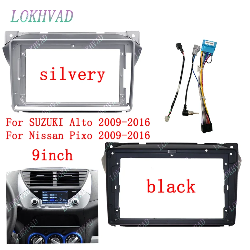 9-дюймовый автомобильный рамочный адаптер для SUZUKI Alto Nissan Pixo 2009-2016, комплект панели приборной панели Android
9-дюймовый автомобильный рамочный адаптер для SUZUKI Alto Nissan Pixo 2009-2016, комплект панели приборной панели Android