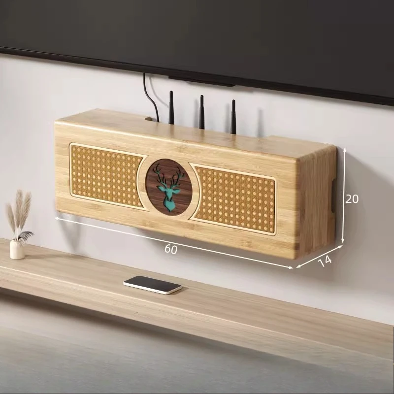 Bamboo Wall-Mounted Media Organizer Shelf No Drill Vented Cabinet for WiFi Router Set-Top Box Power Strip Organization System
Bamboo Wall-Mounted Media Organizer Shelf No Drill Vented Cabinet for WiFi Router Set-Top Box Power Strip Organization System