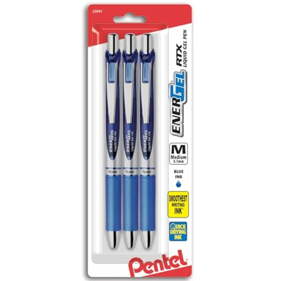 EnerGel Deluxe RTX Gel Ink Pens, 0.7 Millimeter Metal Tip, Blue Ink, 3-Pack BL77BP3C
EnerGel Deluxe RTX Gel Ink Pens, 0.7 Millimeter Metal Tip, Blue Ink, 3-Pack BL77BP3C