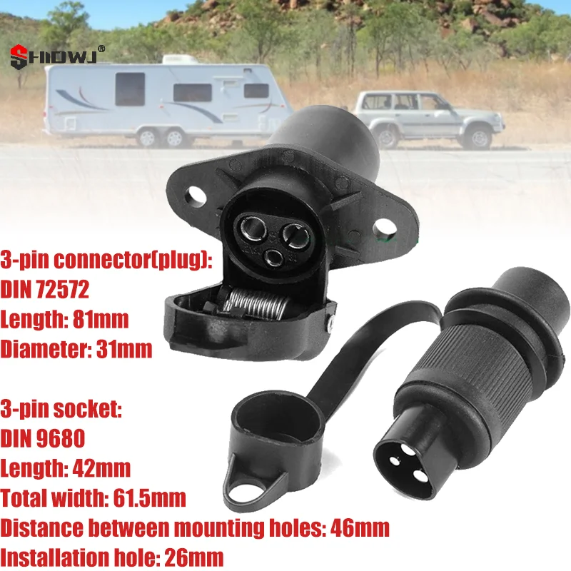 12V 3Pin Trailer Socket Connectors Round 3 Pole Plug-in Trailer Tractor Plug For Electrical Caravan Truck DIN 72572/DIN 9680
12V 3Pin Trailer Socket Connectors Round 3 Pole Plug-in Trailer Tractor Plug For Electrical Caravan Truck DIN 72572/DIN 9680