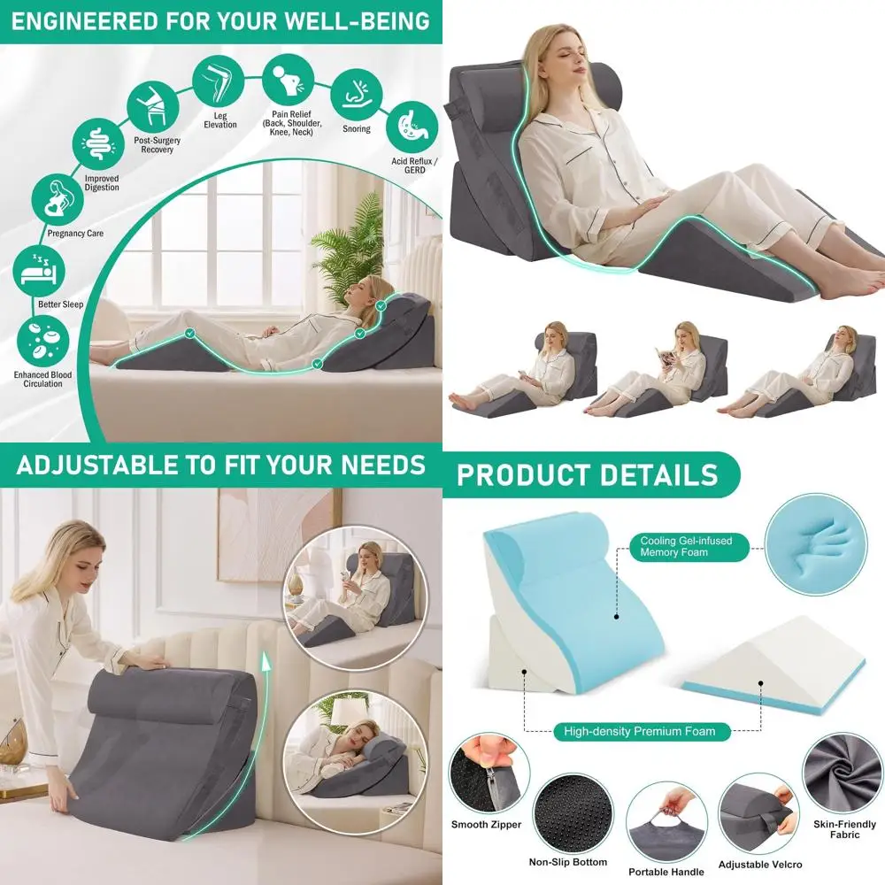 Комплект ортопедических клиновых подушек для комфорта послеоперационного периода, поддержки спины, облегчения ГНЕЦ и храпа в бархатно-сером цвете
Комплект ортопедических клиновых подушек для комфорта послеоперационного периода, поддержки спины, облегчения ГНЕЦ и храпа в бархатно-сером цвете