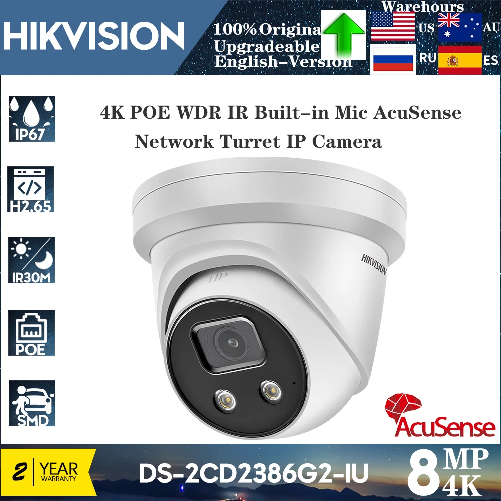 Оригинальная IP-камера Hikvision 4K 8MP DS-2CD2386G2-IU DarkFighter POE WDR IR со встроенным микрофоном IU AcuSense Turret Network Camera
Оригинальная IP-камера Hikvision 4K 8MP DS-2CD2386G2-IU DarkFighter POE WDR IR со встроенным микрофоном IU AcuSense Turret Network Camera