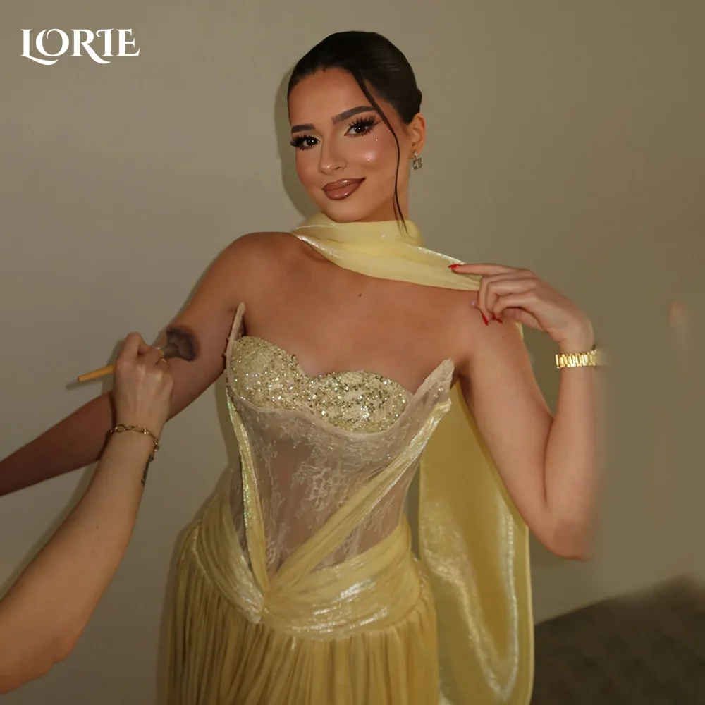 LORIE Shiny Lace Evening Dresses Elegant Off Shoulder Sweetheart Pleats Mermaid Arabia Prom Gown Ruffle Party Dresses Customized
LORIE Shiny Lace Evening Dresses Elegant Off Shoulder Sweetheart Pleats Mermaid Arabia Prom Gown Ruffle Party Dresses Customized