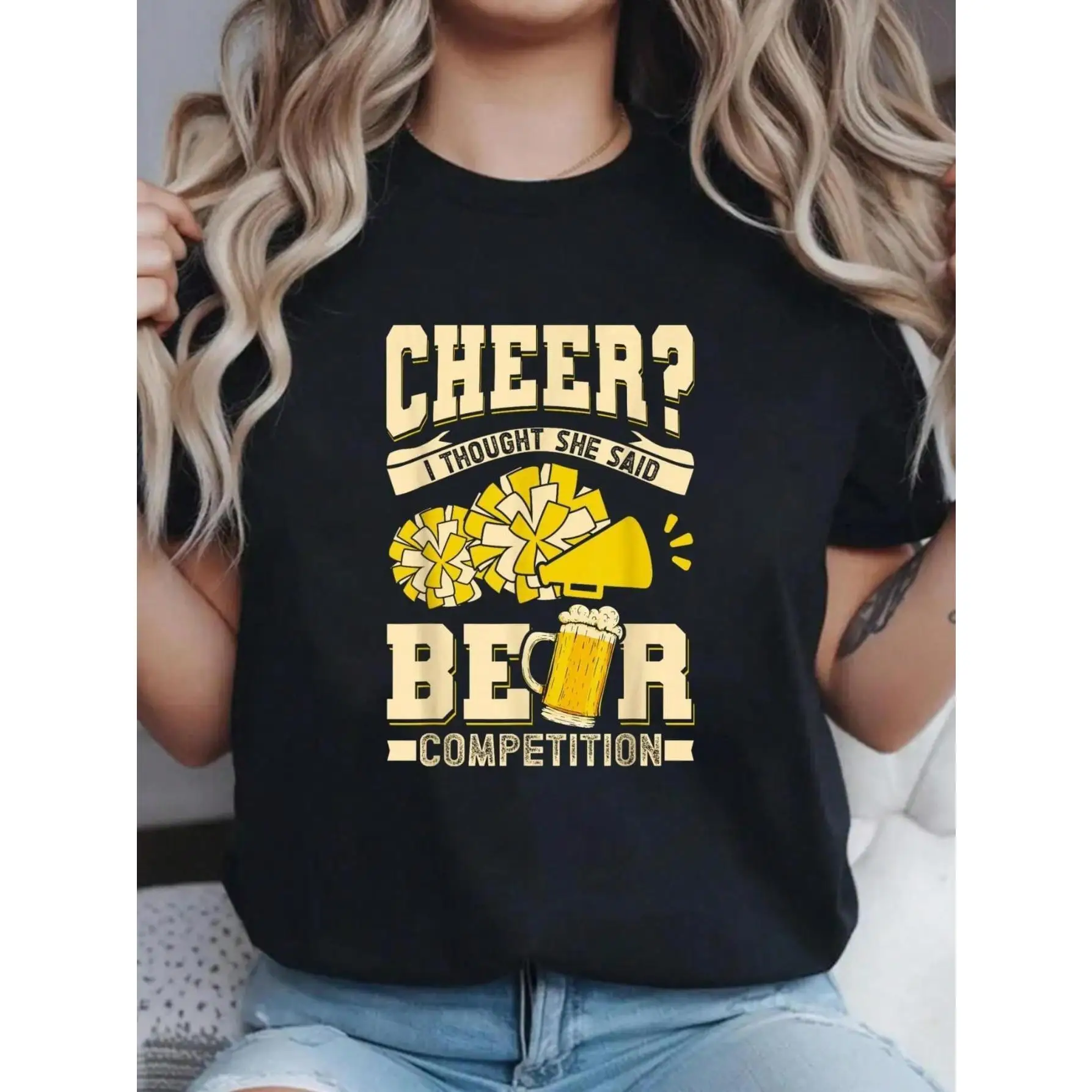 "Funny Cheerleader T-Shirt for Women | 'I Thought She Said Beer' Graphic Tee | Drinking Party Humor Gift | Beer Competition Top"
"Funny Cheerleader T-Shirt for Women | 'I Thought She Said Beer' Graphic Tee | Drinking Party Humor Gift | Beer Competition Top"