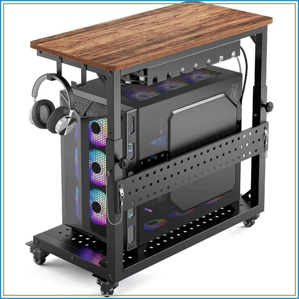 Heavy Duty Computer Tower Stand with Wheels, Rolling PC Cart for Gaming, 5-Height Adjustable Full Tower Stand with Cable Management, Industrial Casters, Home Office
Heavy Duty Computer Tower Stand with Wheels, Rolling PC Cart for Gaming, 5-Height Adjustable Full Tower Stand with Cable Management, Industrial Casters, Home Office