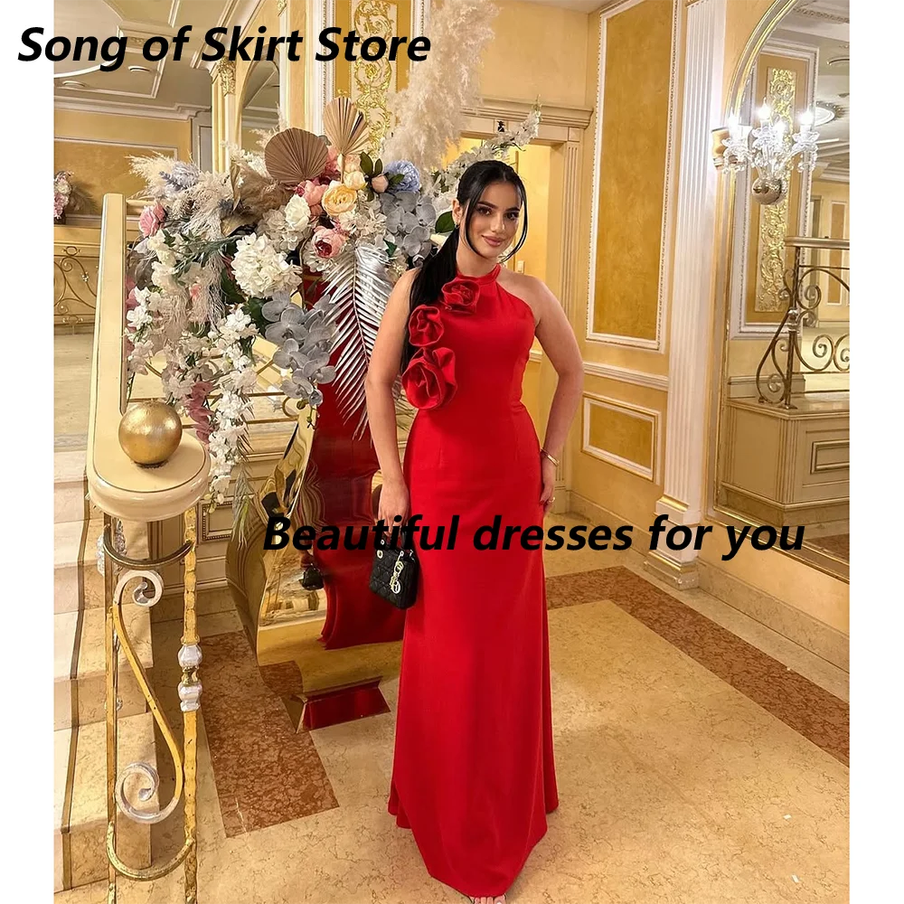 Red Evening Dress Customized High Neck Flowers Mermaid Floor Length Jersey Saudi Arab Prom Gown Arabian Formal Dresses
Red Evening Dress Customized High Neck Flowers Mermaid Floor Length Jersey Saudi Arab Prom Gown Arabian Formal Dresses