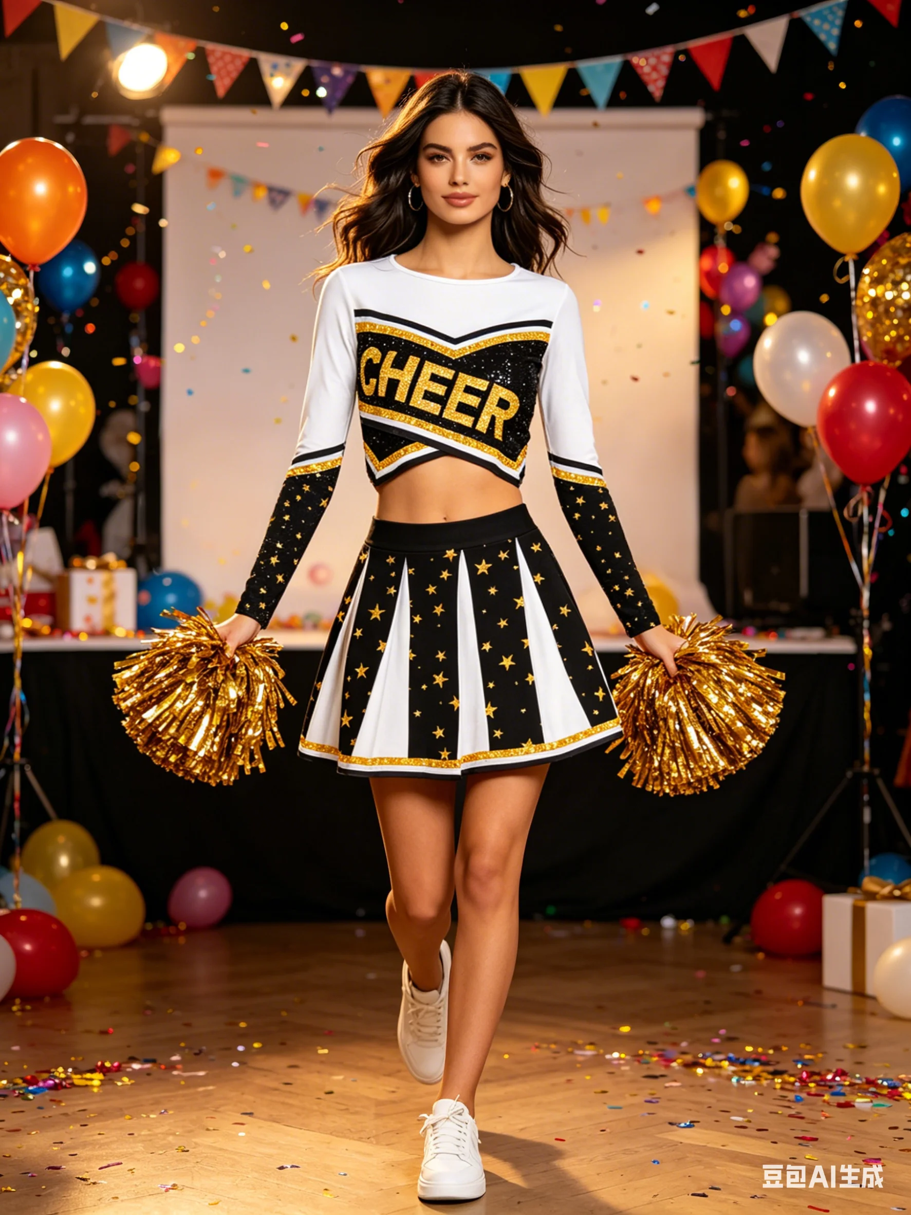 Shiny Gold Long Sleeve Cheerleading Outfit Star Pattern Role-playing Costume Holiday Decoration Ladies Casual Sports Wear
Shiny Gold Long Sleeve Cheerleading Outfit Star Pattern Role-playing Costume Holiday Decoration Ladies Casual Sports Wear