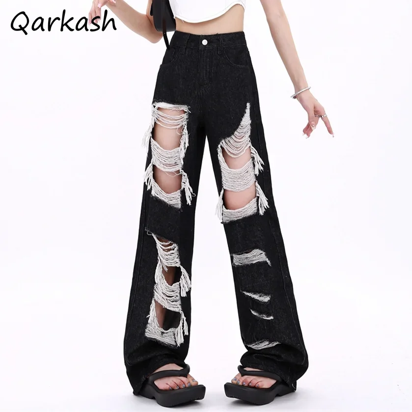 Jeans Women Hole Loose Distressed Design Streetwear Hip Hop High Waist Straight Full Length Washed Trousers Korean Popular Daily
Jeans Women Hole Loose Distressed Design Streetwear Hip Hop High Waist Straight Full Length Washed Trousers Korean Popular Daily