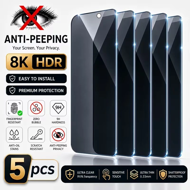 5Pcs Full Cover Privacy Screen Protectors For iPhone 17 16 13 11 12 14 15 Pro Max Mini XR X XS 16 Plus Anti-spy Protective Glass
5Pcs Full Cover Privacy Screen Protectors For iPhone 17 16 13 11 12 14 15 Pro Max Mini XR X XS 16 Plus Anti-spy Protective Glass