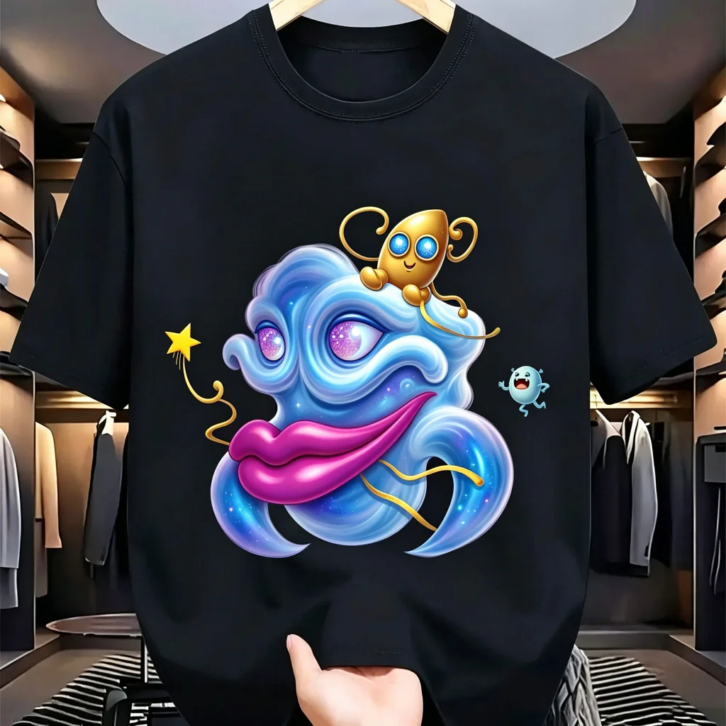 Men's Black Cotton T-Shirt Surreal Cosmic Cloud Creature Print Casual Short Sleeve Crew Neck Streetwear Tee For Daily Wear
Men's Black Cotton T-Shirt Surreal Cosmic Cloud Creature Print Casual Short Sleeve Crew Neck Streetwear Tee For Daily Wear