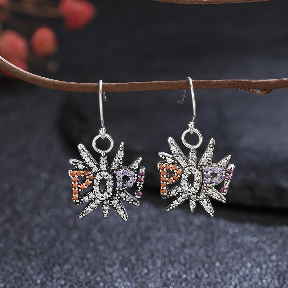 New 925 Sterling Silver Earrings Color Letter POPI Drop Earrings with Zircon Luxury Fine Party Jewelry Earrings for Women
New 925 Sterling Silver Earrings Color Letter POPI Drop Earrings with Zircon Luxury Fine Party Jewelry Earrings for Women