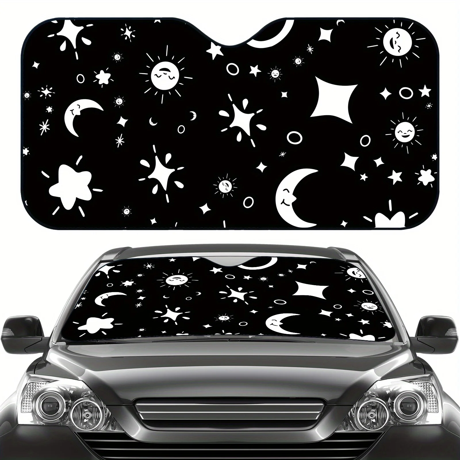 Starry Sky Theme of Moon and Stars Windshield Car Sun Visor Foldable Sunshade UV Protection and Internal Cooling Car Accessories
Starry Sky Theme of Moon and Stars Windshield Car Sun Visor Foldable Sunshade UV Protection and Internal Cooling Car Accessories