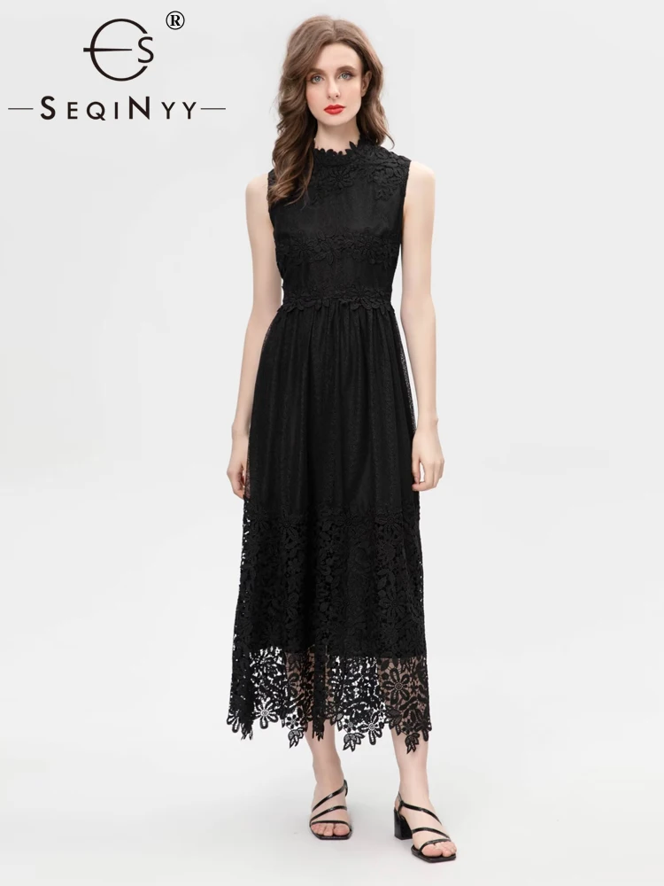 SEQINYY Black Midi Dress Summer Spring New Fashion Design Women Runway High Quality Embroidery Lace Flower A-Line Party Elegant
SEQINYY Black Midi Dress Summer Spring New Fashion Design Women Runway High Quality Embroidery Lace Flower A-Line Party Elegant